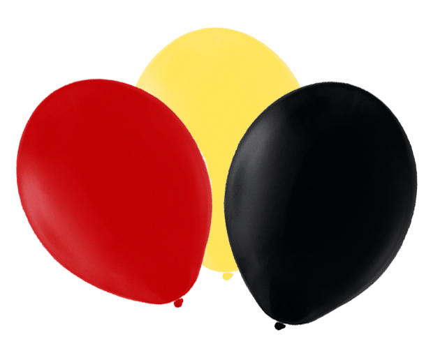 50 ballons rouge noir et jaune Allemagne ou Belgique : vente d'article de  fête et de décoration depuis 2010 situé en France.