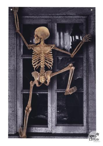 déco fenêtre squelette halloween en plastique