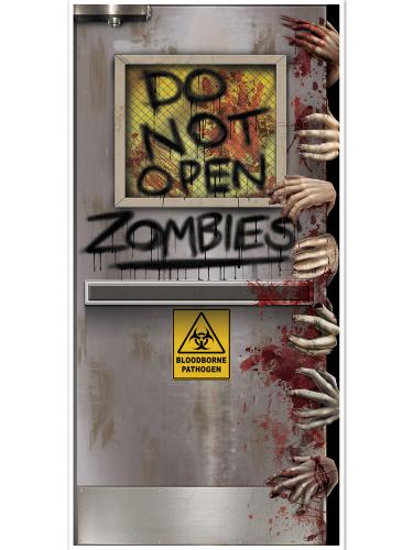 déco de porte zombie halloween en plastique