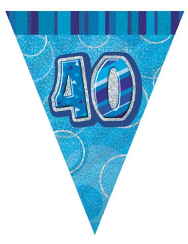 guirlande fanion bleu plastique 40 ans