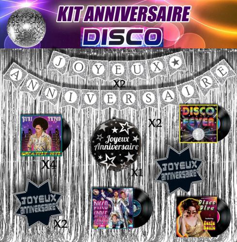 kit anniversaire disco complet avec guirlande décoration anniversaire sur le theme disco