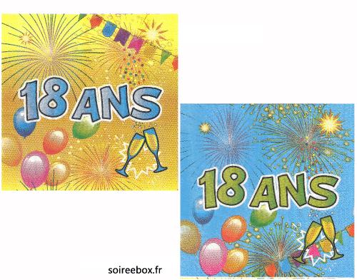 20 serviettes anniversaire en papier 18 ans