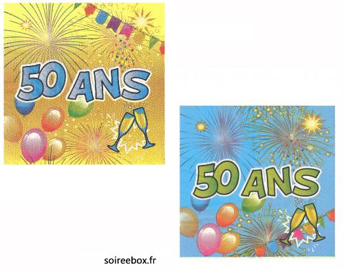 20 serviettes anniversaire en papier 50 ans