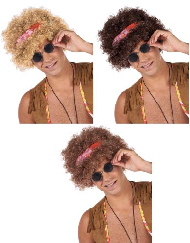 perruque afro chatain hippie homme