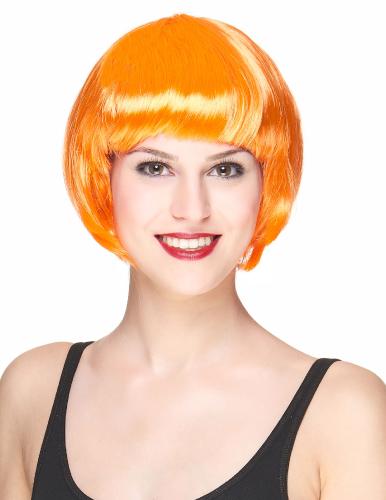 perruque femme courte orange fluo
