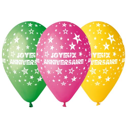 sachet de 30 ballons multicolores joyeux anniversaire