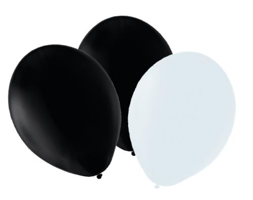50 ballons noirs et blancs 30 cm