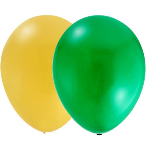 50 ballons verts et jaunes 30cm