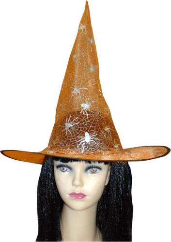 chapeau sorcière orange décor paillettes