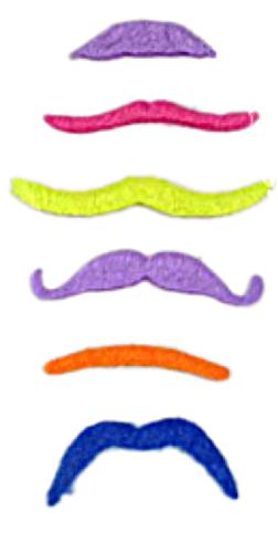 6 moustaches auto-collantes fluos