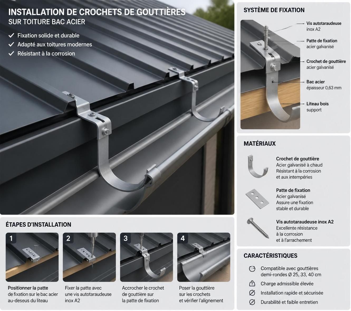 découvrez comment choisir les crochets idéaux pour fixer vos gouttières sur un bac acier. conseils pratiques pour une installation durable et adaptée à votre toiture.