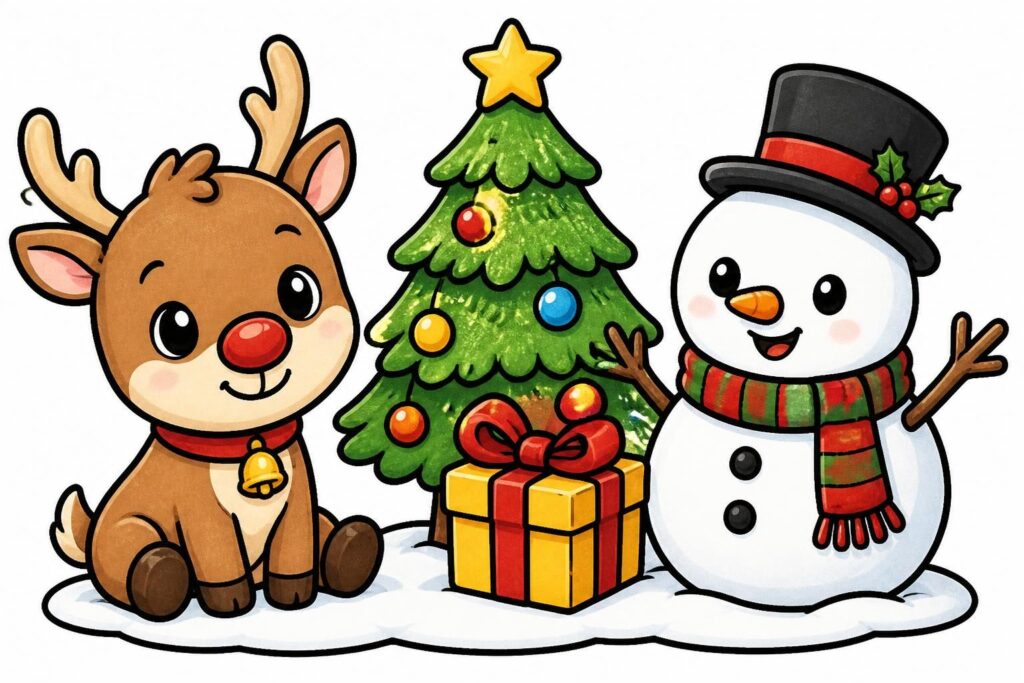 téléchargez gratuitement des dessins de noël kawaii et faciles à imprimer pour enfants, parfaits pour des activités créatives et amusantes pendant les fêtes.