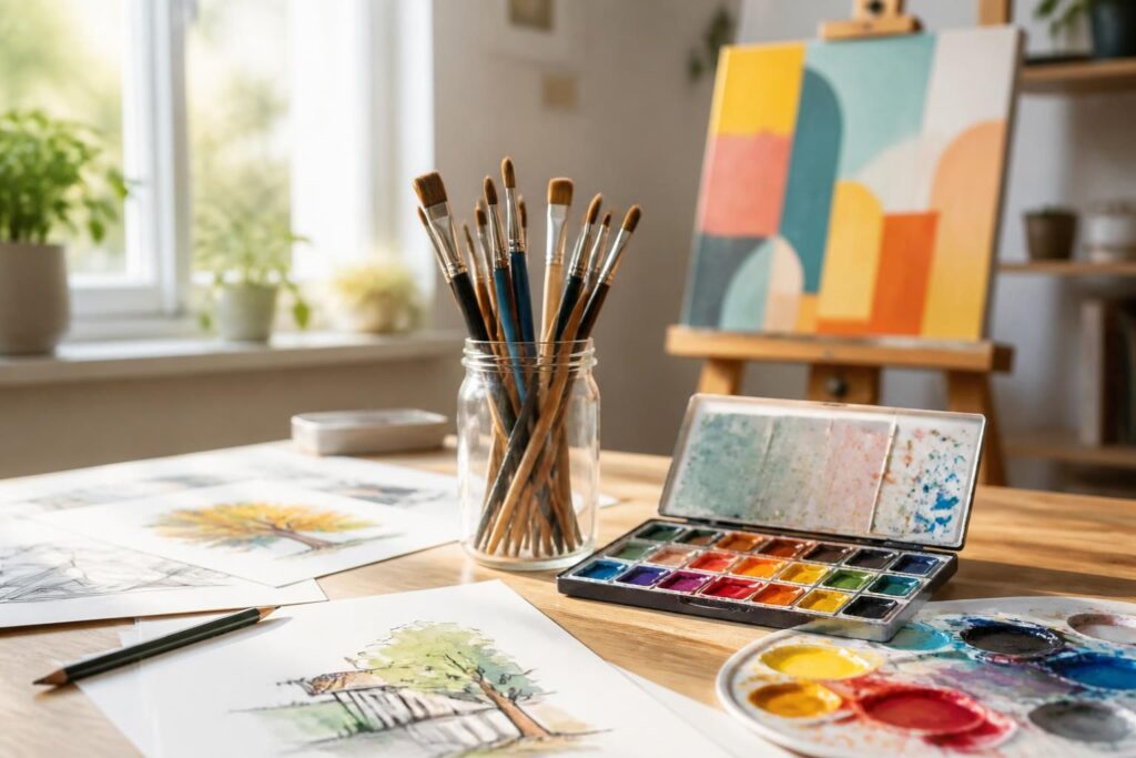 page de garde d'art plastique simple et adaptée pour les élèves de la 6ème à la 3ème, idéale pour organiser et présenter leurs travaux scolaires avec créativité.