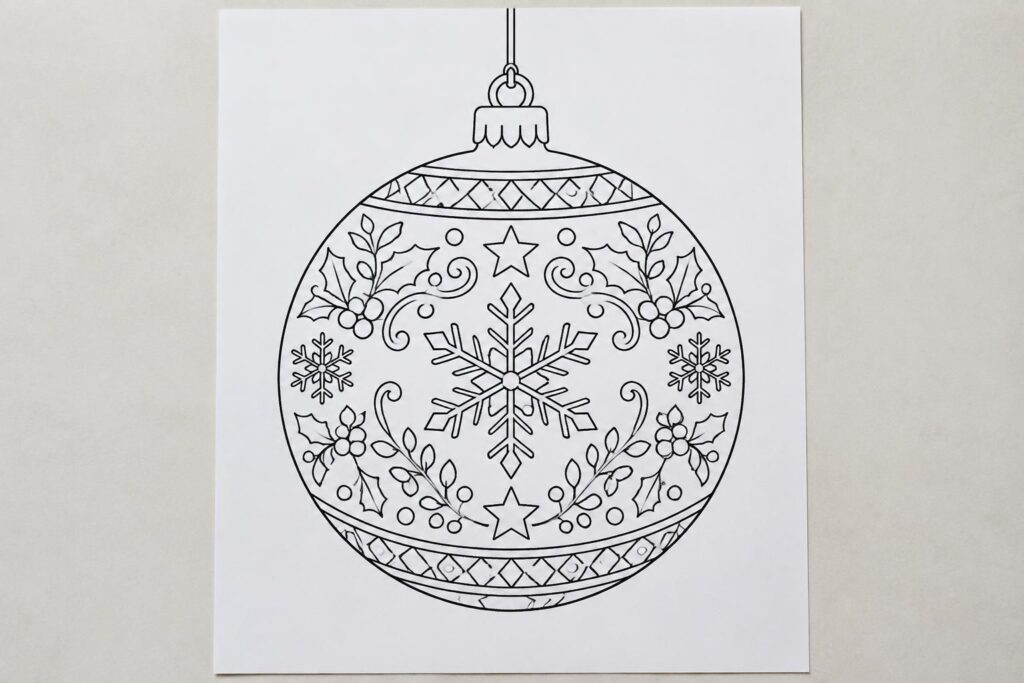 téléchargez et imprimez ce coloriage de boule de noël pour créer une décoration festive et ajouter une touche créative aux fêtes.