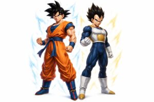 découvrez un dessin dragon ball z facile à imprimer avec goku et vegeta, idéal pour les débutants et les fans de coloriage.